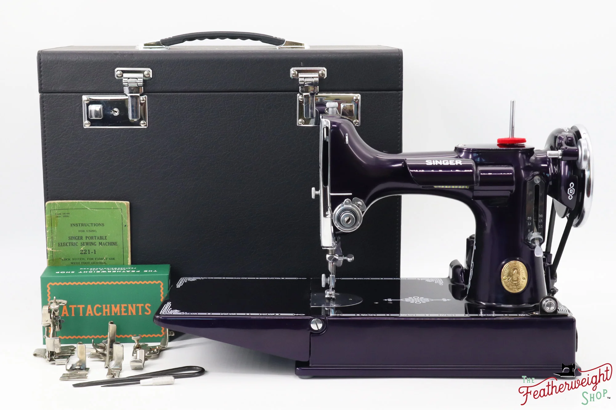 Singer Featherweight 221, AE306*** - Fully Restored in Black Iris - Image 3