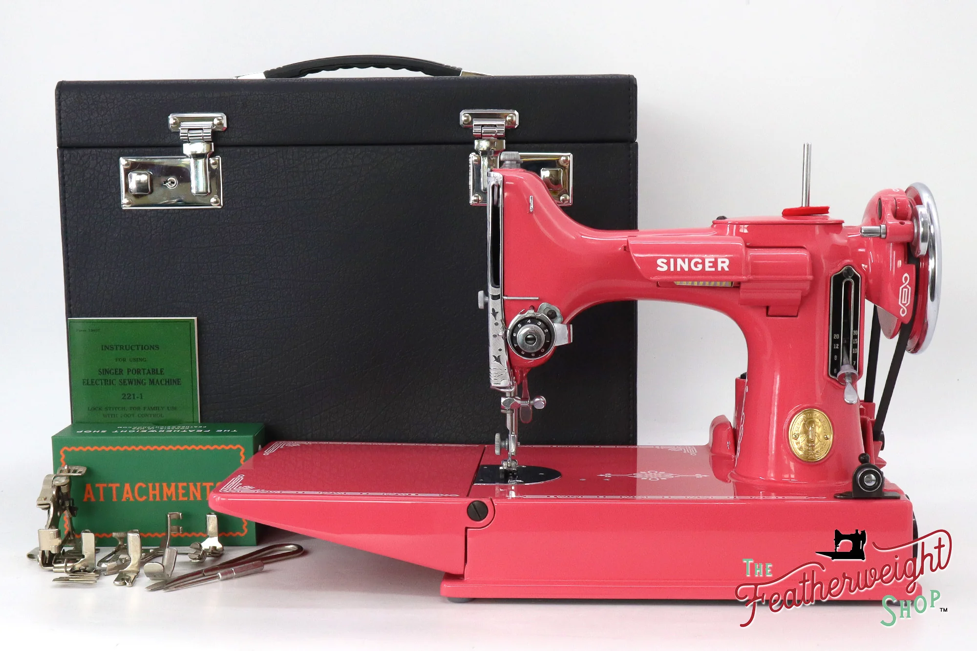 Singer Featherweight 221, AF753*** - Fully Restored in Happy Pink Grapefruit - Image 2