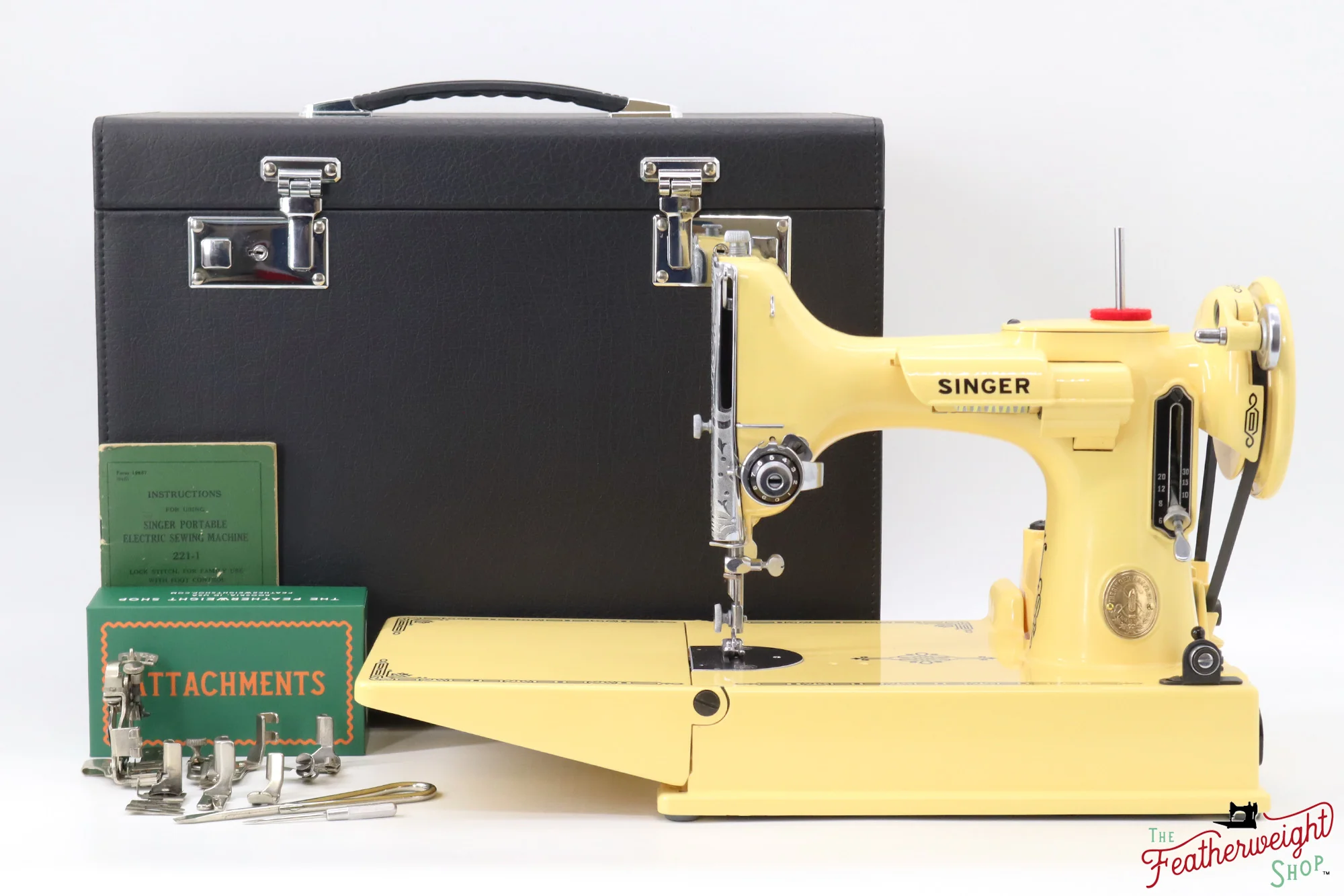 Singer Featherweight 221, AG805*** - Fully Restored in Happy Yellow - Image 2