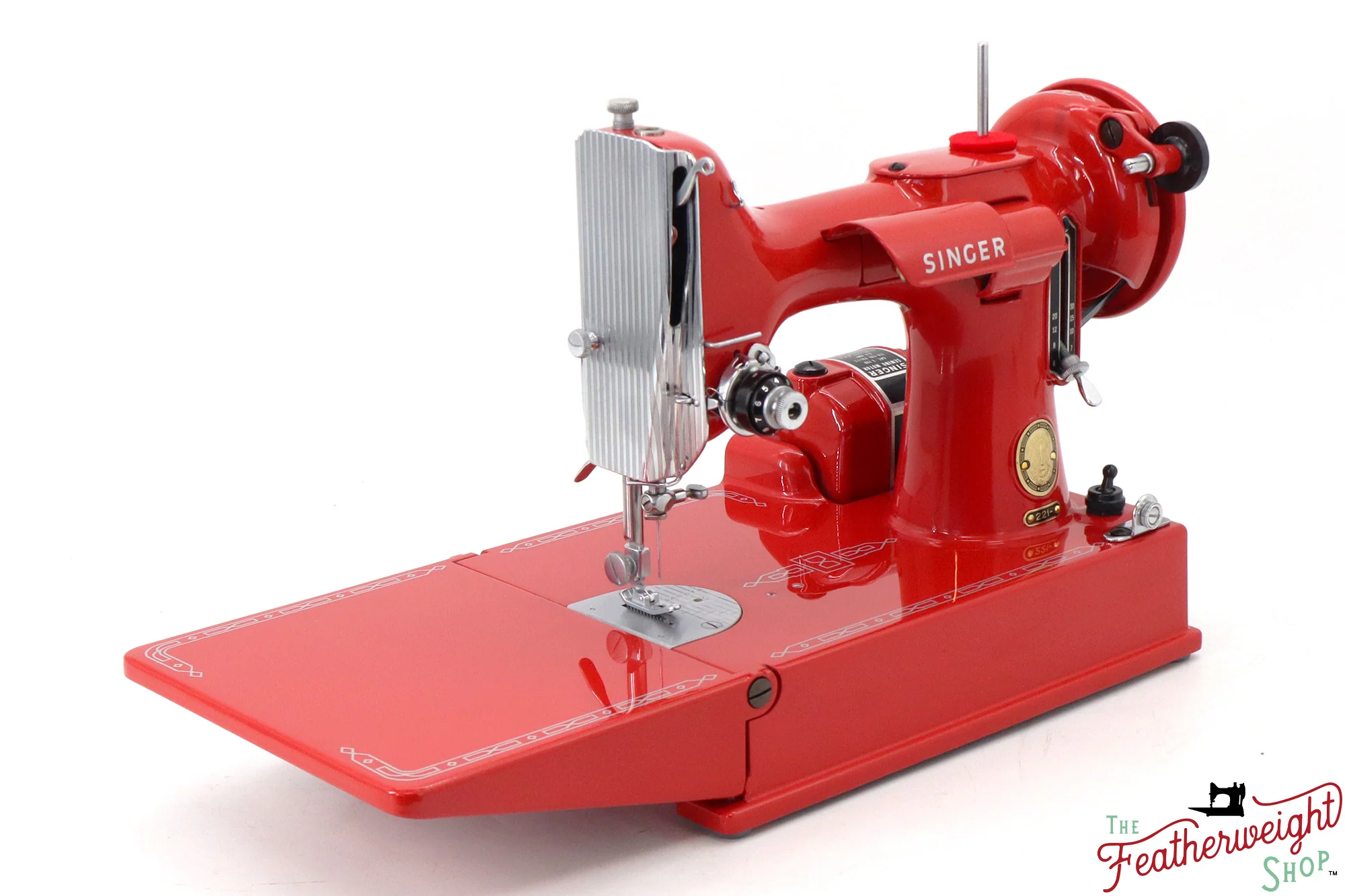 Singer Featherweight 221, AM696*** - Fully Restored in Liberty Red - Image 3