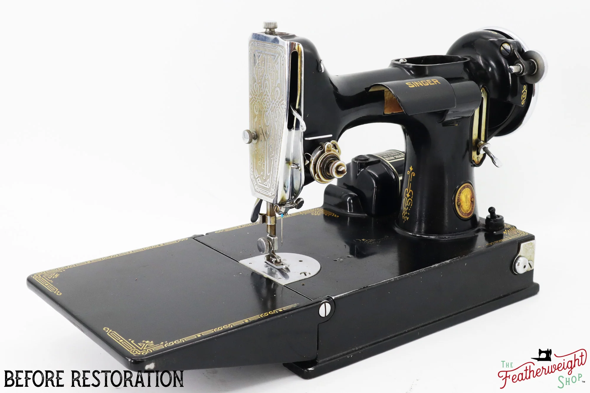 Singer Featherweight 221, Chicago World's Fair, Fully Restored in Gloss Black, AD547*** - RARE - Image 6
