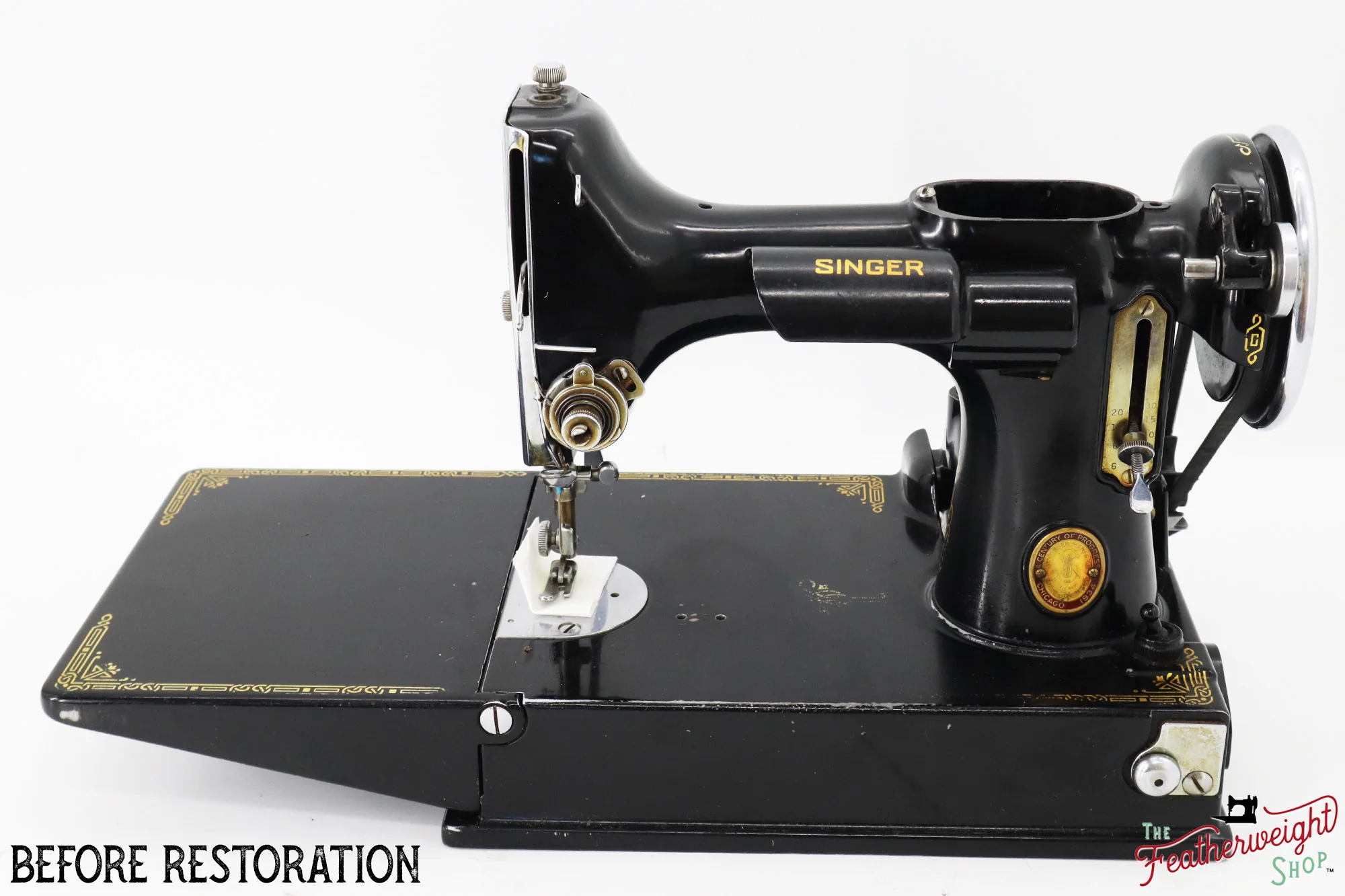Singer Featherweight 221, Chicago World's Fair, Fully Restored in Gloss Black, AD547*** - RARE - Image 8
