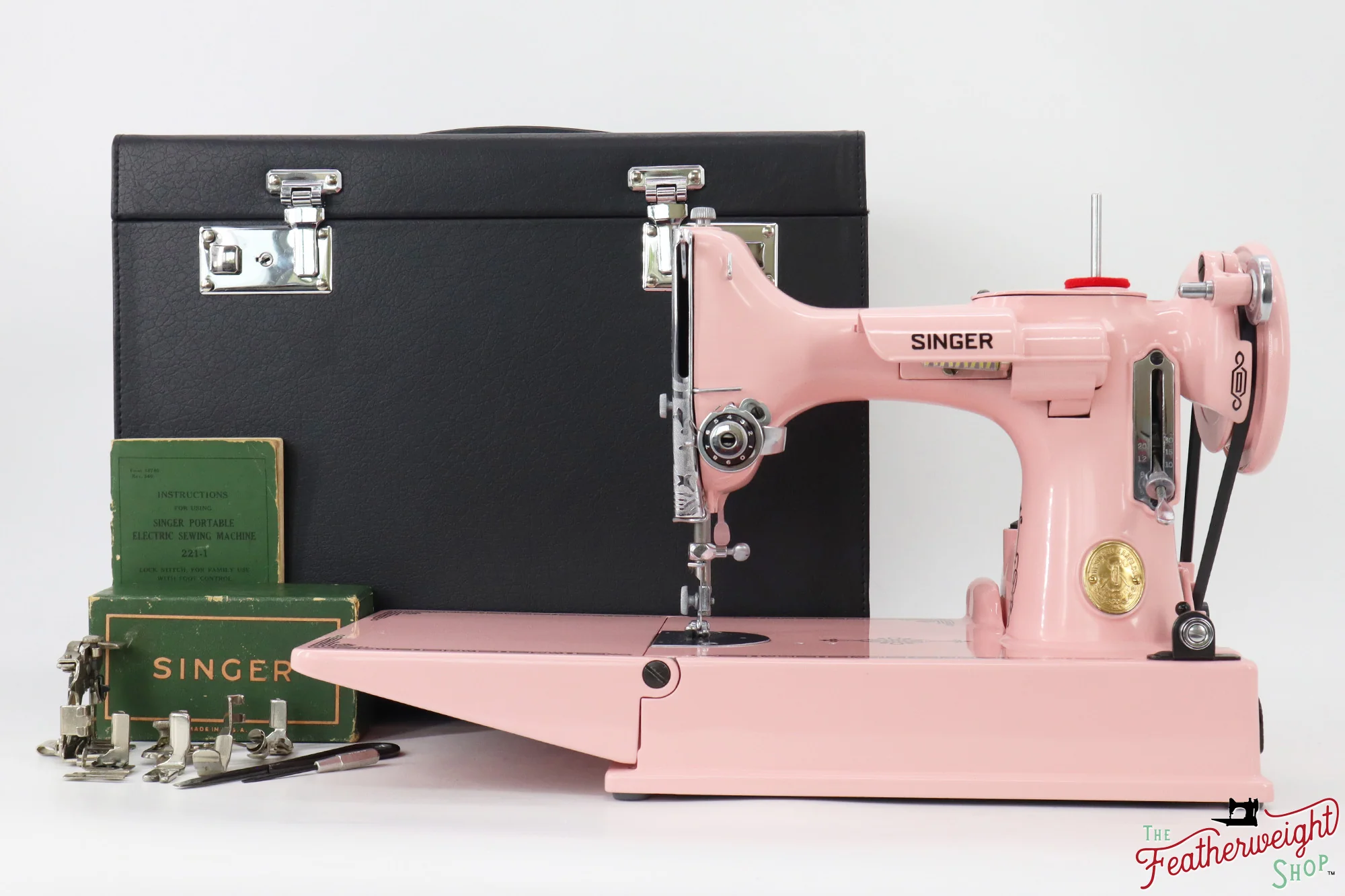 Singer Featherweight 221K, EF560*** - Fully Restored in Rosy Posy Pink - Image 3