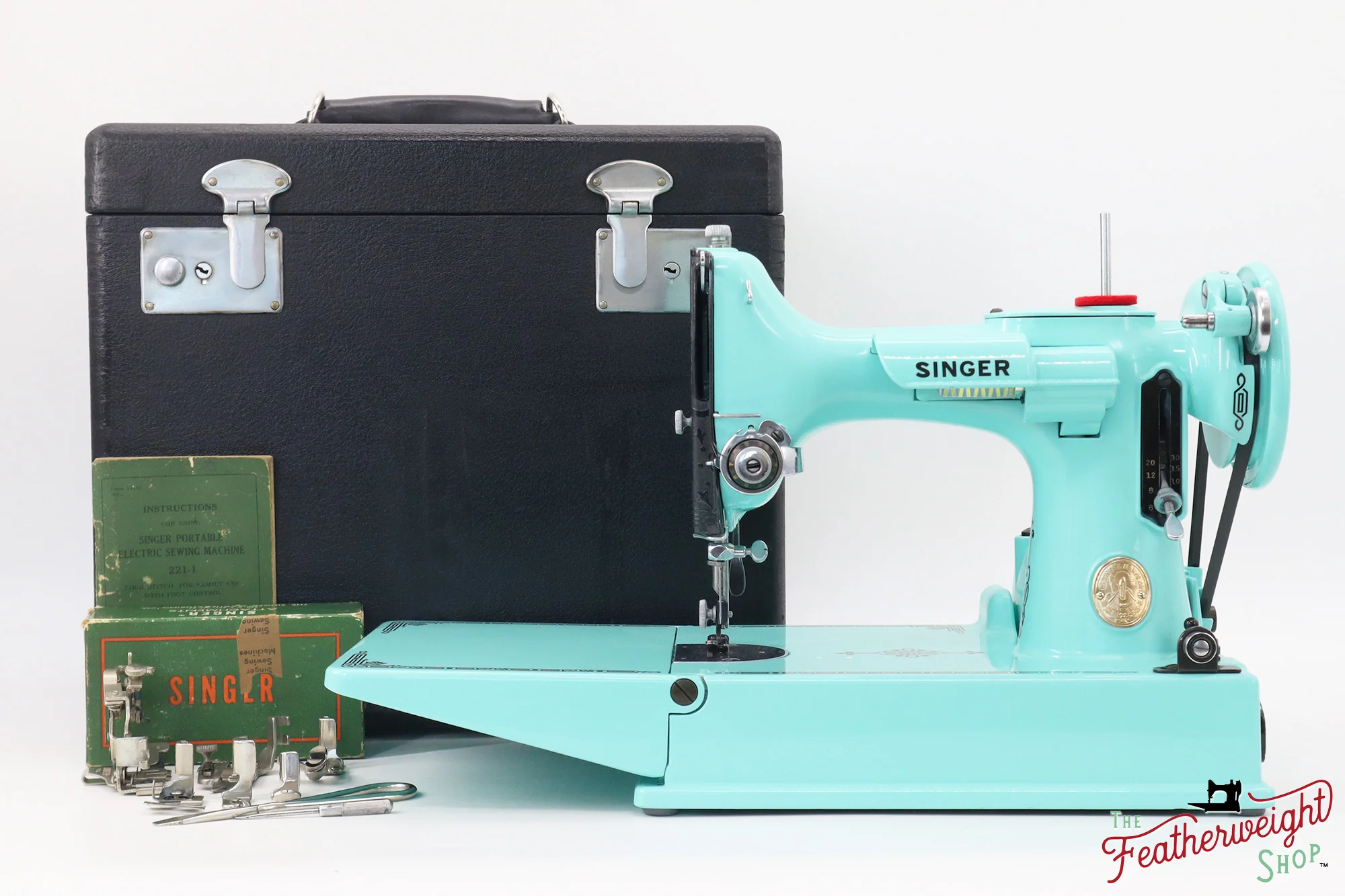 Singer Featherweight 221, RARE - Blackside, AG014*** - Fully Restored in Tiffany Blue - Image 3