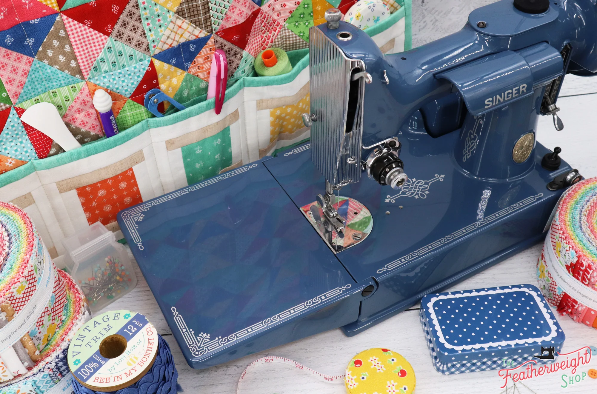 Singer Featherweight 221 Sewing Machine AJ786*** - Fully Restored in Denim - Image 2