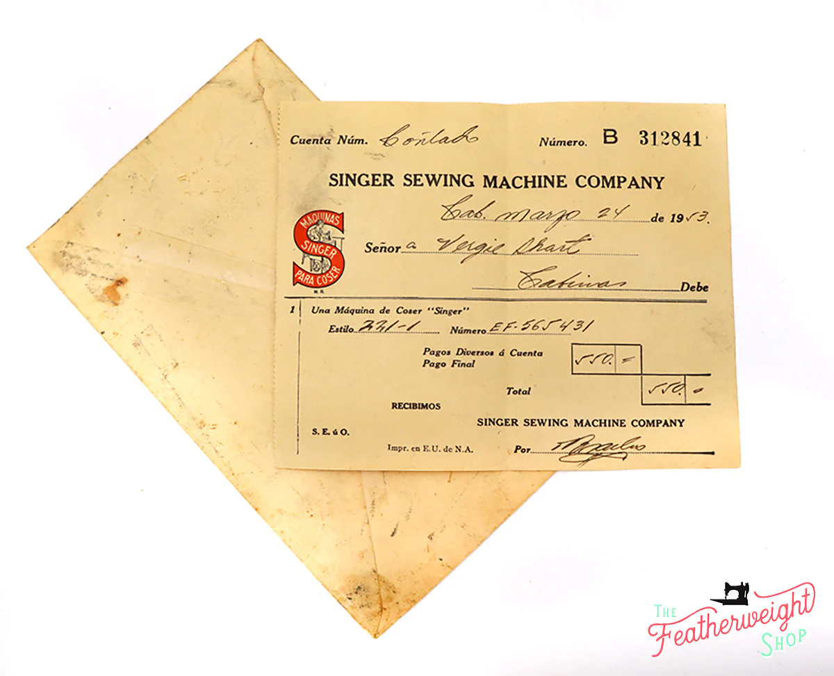 Singer Featherweight 221K, Rare MR - EF565*** Original Receipt! - Image 2