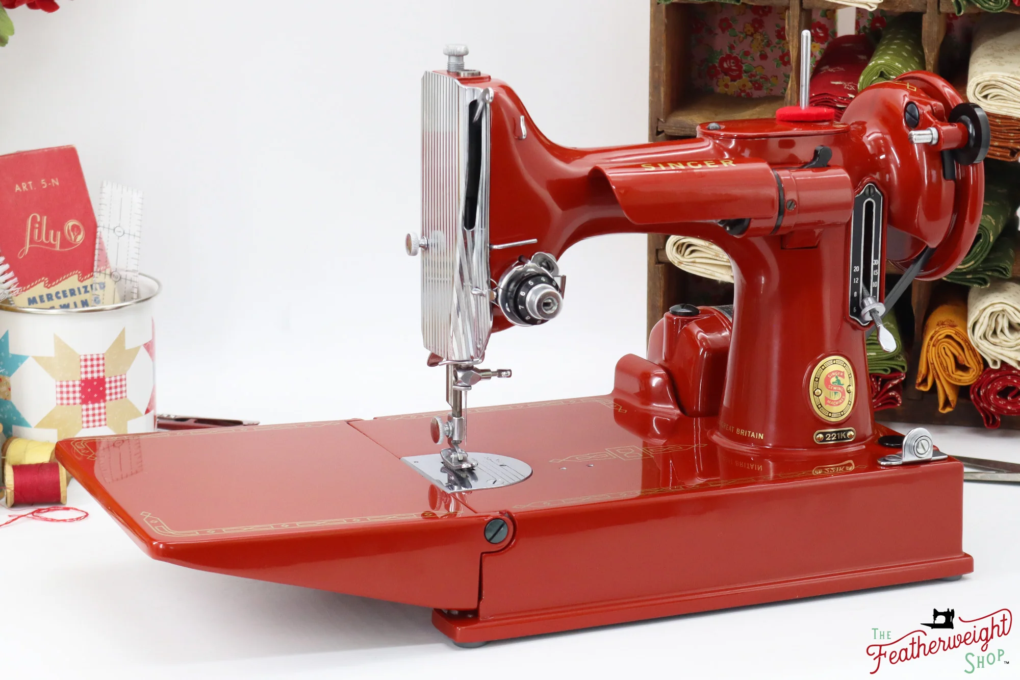 Singer Featherweight 221K, Red 'S', ES173*** - Fully Restored in Brick Red - Image 3