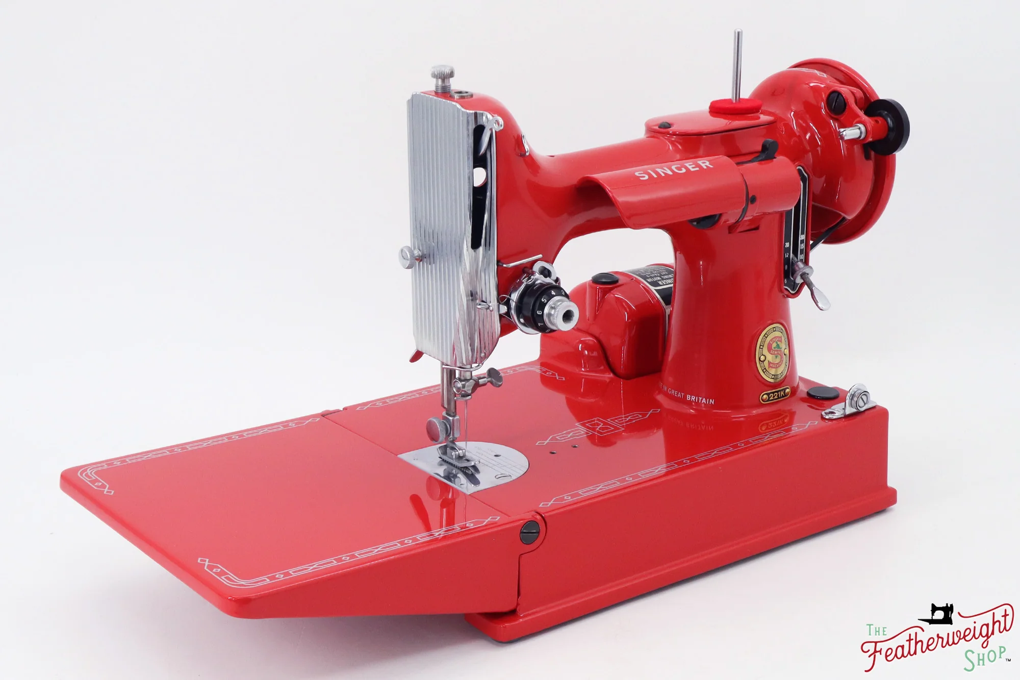 Singer Featherweight 221K, Red 'S', ES874*** - Fully Restored in Liberty Red - Image 4