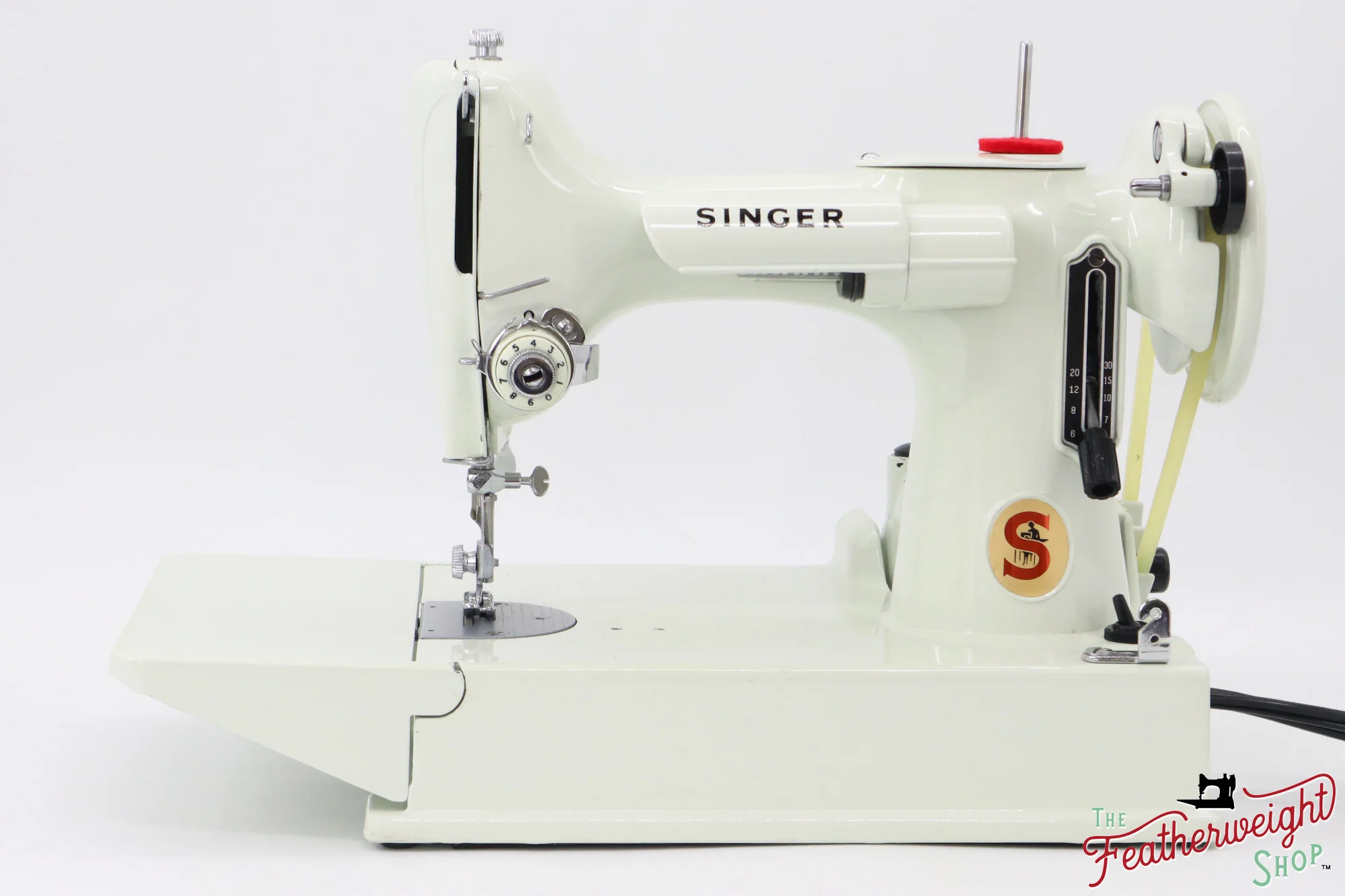 Singer Featherweight 221K Sewing Machine, British WHITE EV9694** - Image 2