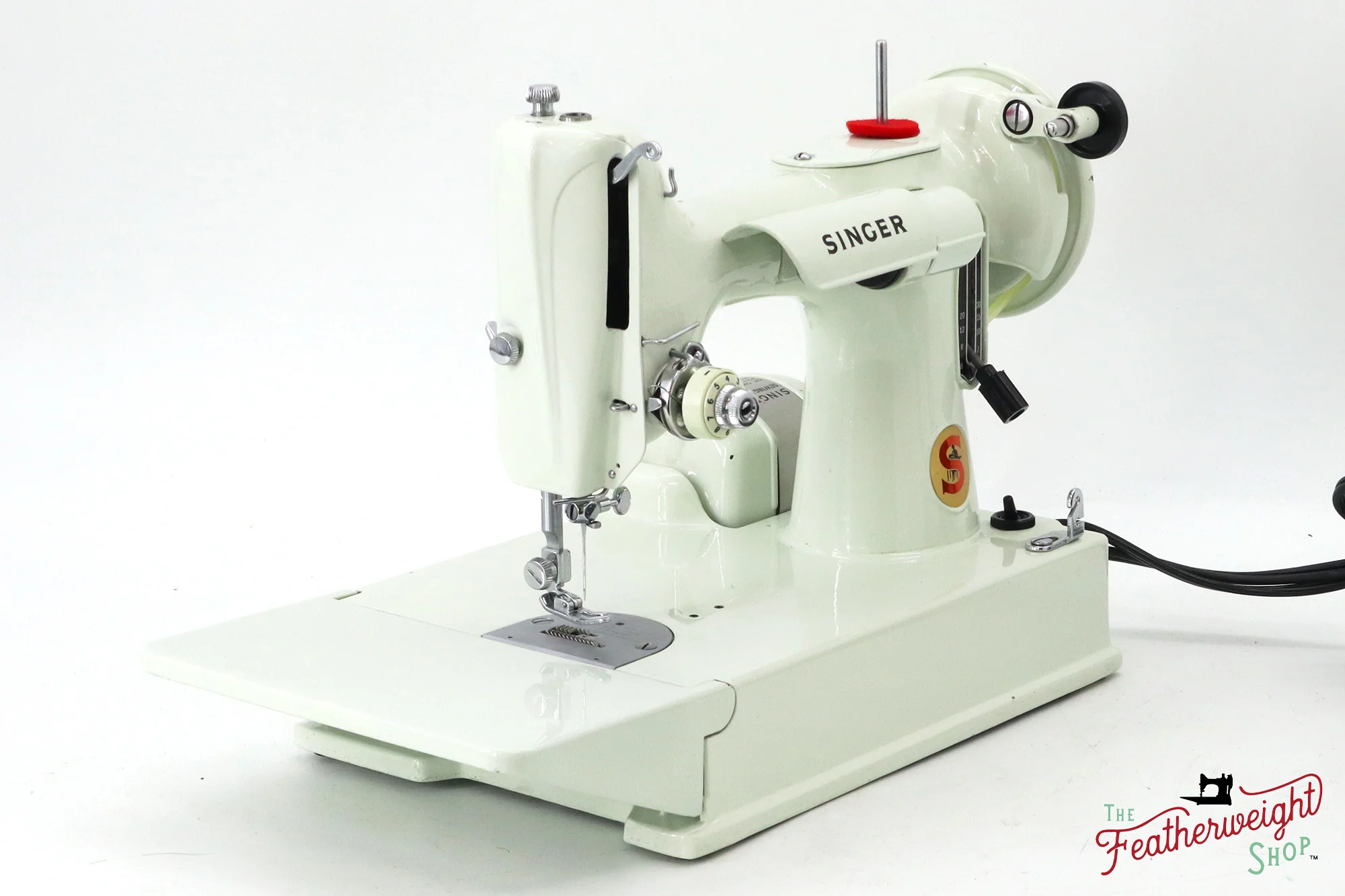 Singer Featherweight 221K Sewing Machine, British WHITE EV9858** - Image 3