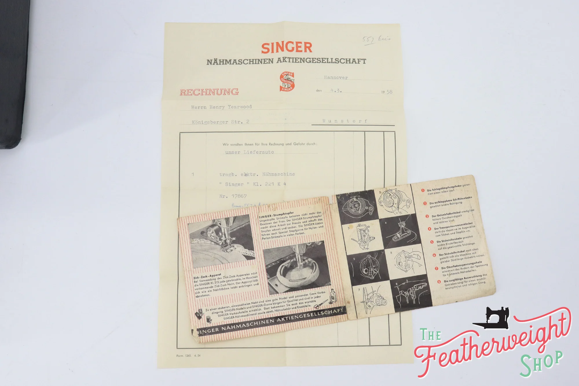 Singer Featherweight 221K Sewing Machine EM017*** - Original Ephemera - Image 4