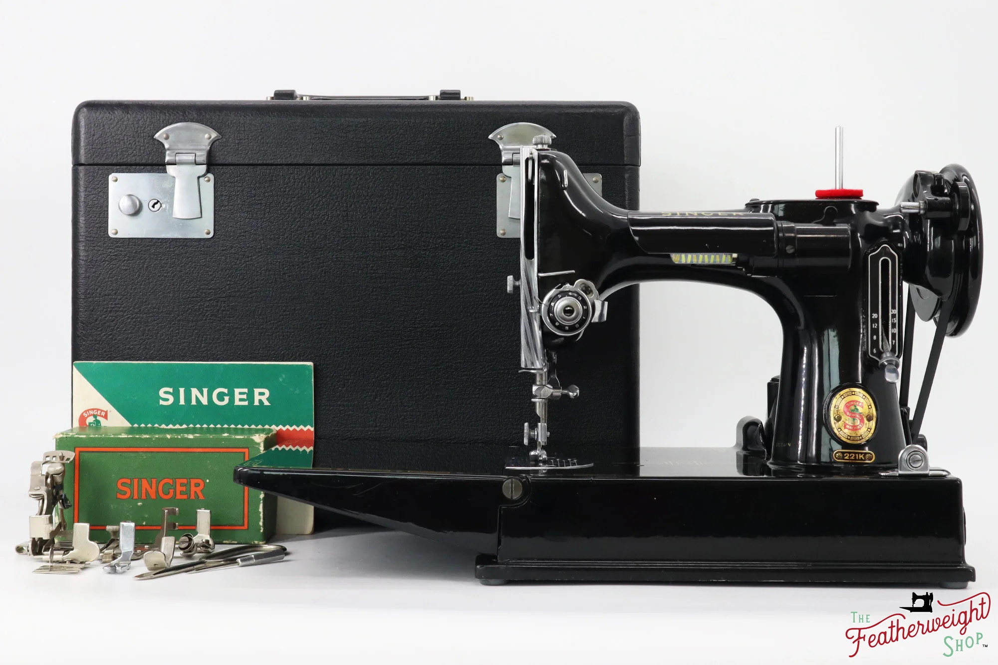 Singer Featherweight 221K Sewing Machine, RED "S" - ES1714** - Image 3