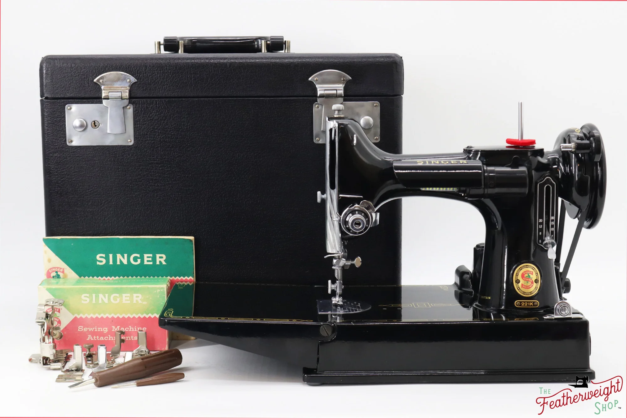 Singer Featherweight 221K Sewing Machine, RED "S" - ES1730** - Image 2