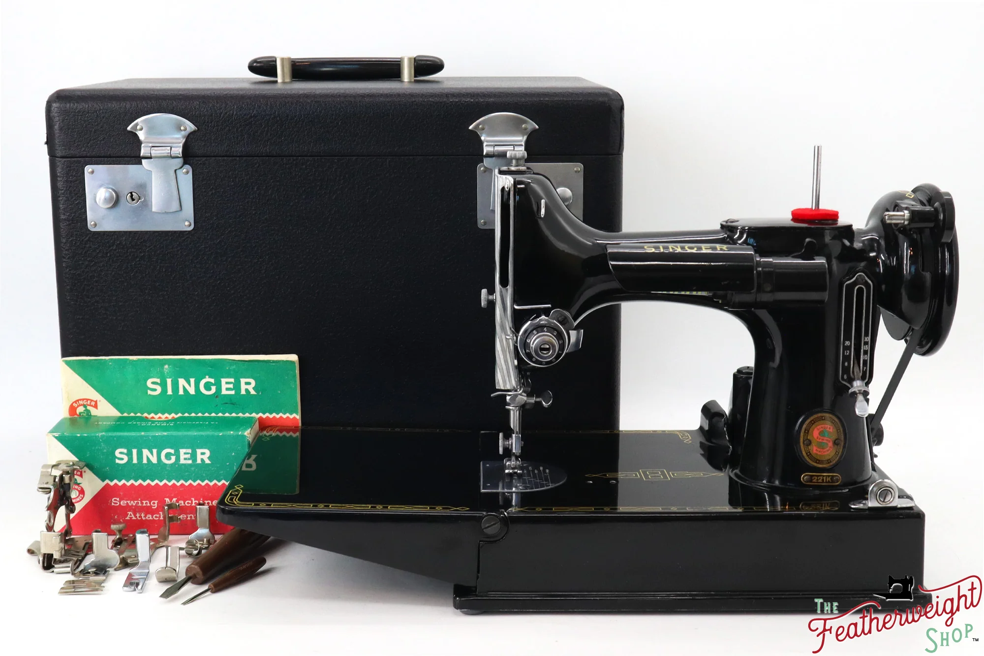 Singer Featherweight 221K Sewing Machine, RED "S" - ES174*** - Image 2