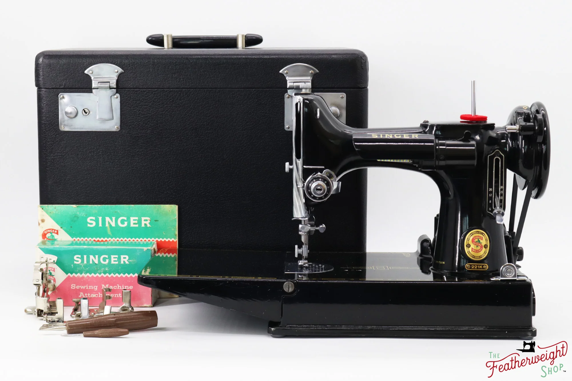 Singer Featherweight 221K Sewing Machine, RED "S" - ES239*** - Image 2