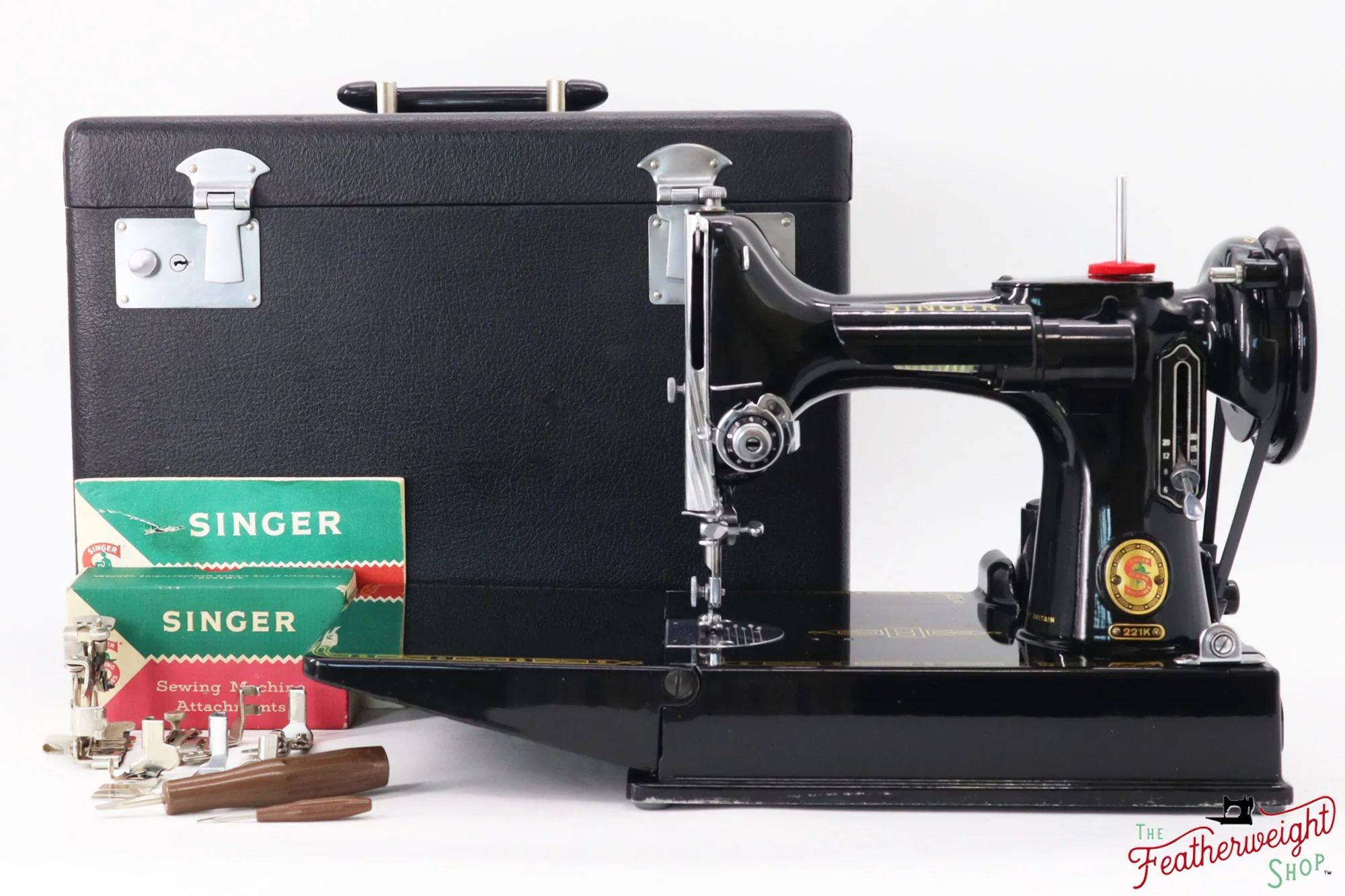 Singer Featherweight 221K Sewing Machine, RED "S" - ES24417* - Image 2