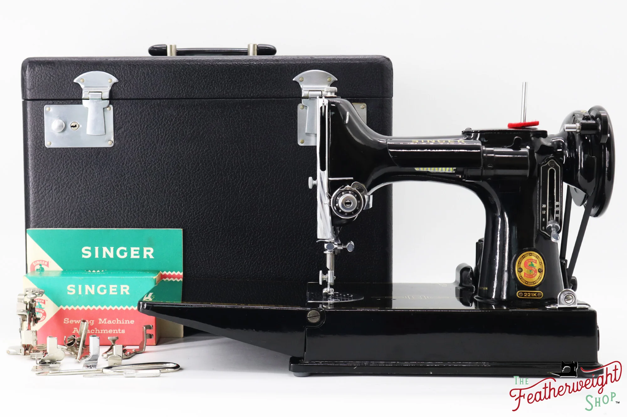 Singer Featherweight 221K Sewing Machine, RED "S" - ES2444** - Image 2
