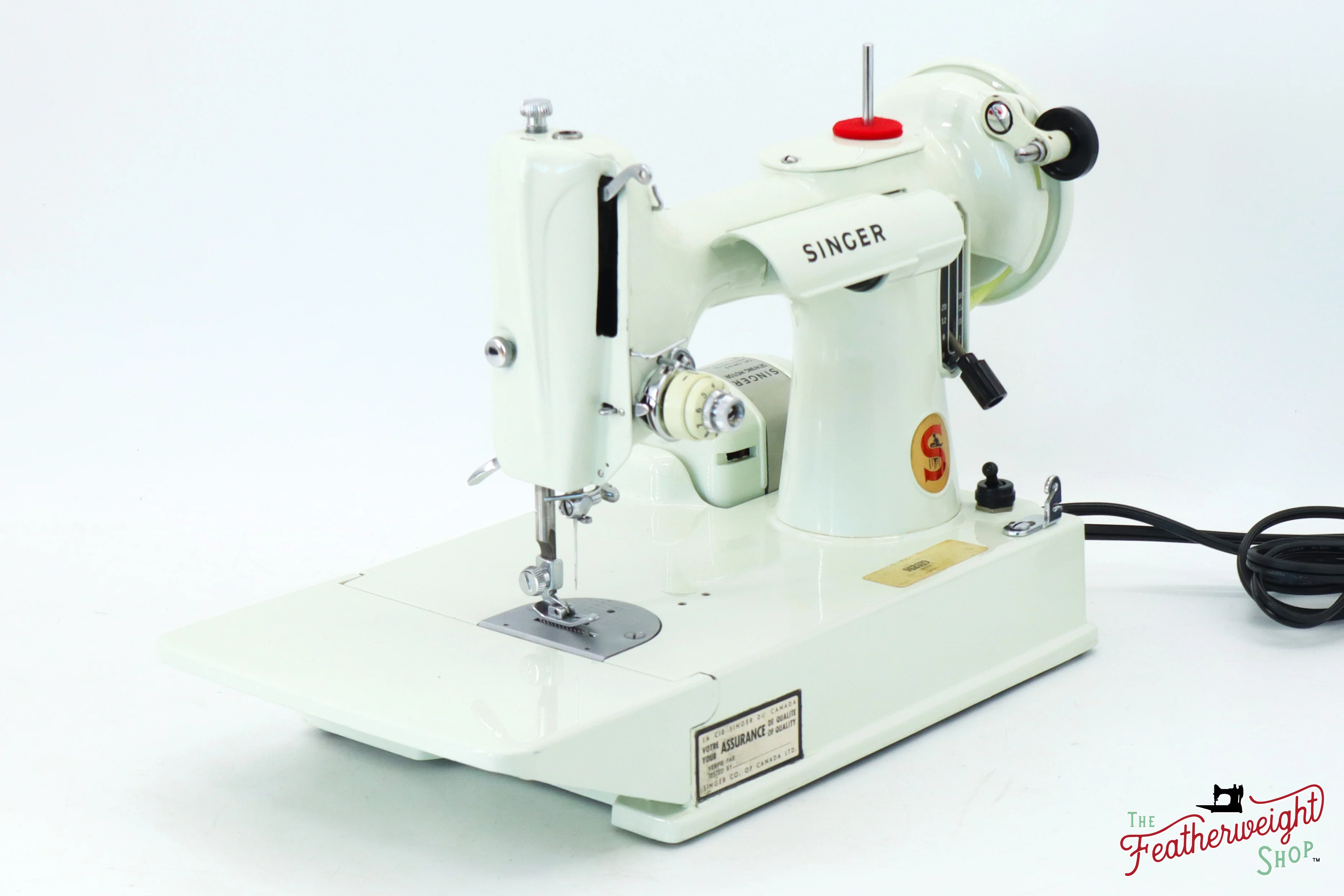 Singer Featherweight 221K Sewing Machine, WHITE EV9626** - RARE Case! - Image 3