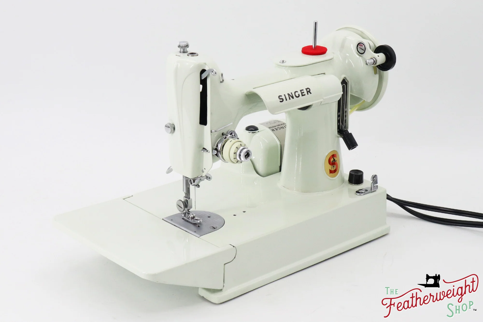 Singer Featherweight 221K Sewing Machine, WHITE EV9937** - RARE Case! - Image 3