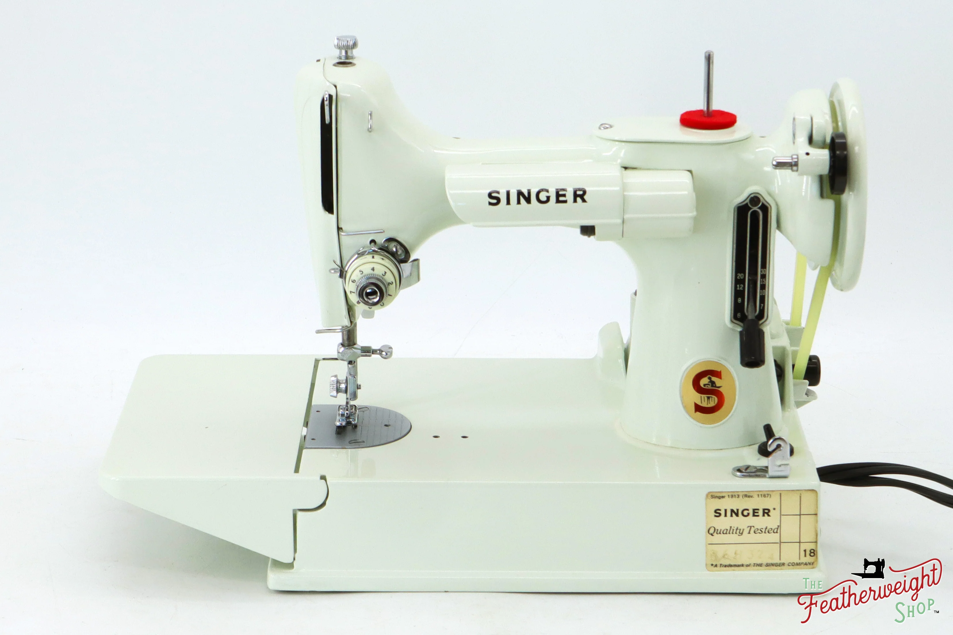Singer Featherweight 221K Sewing Machine, WHITE FA219*** - RARE Case! - Image 4