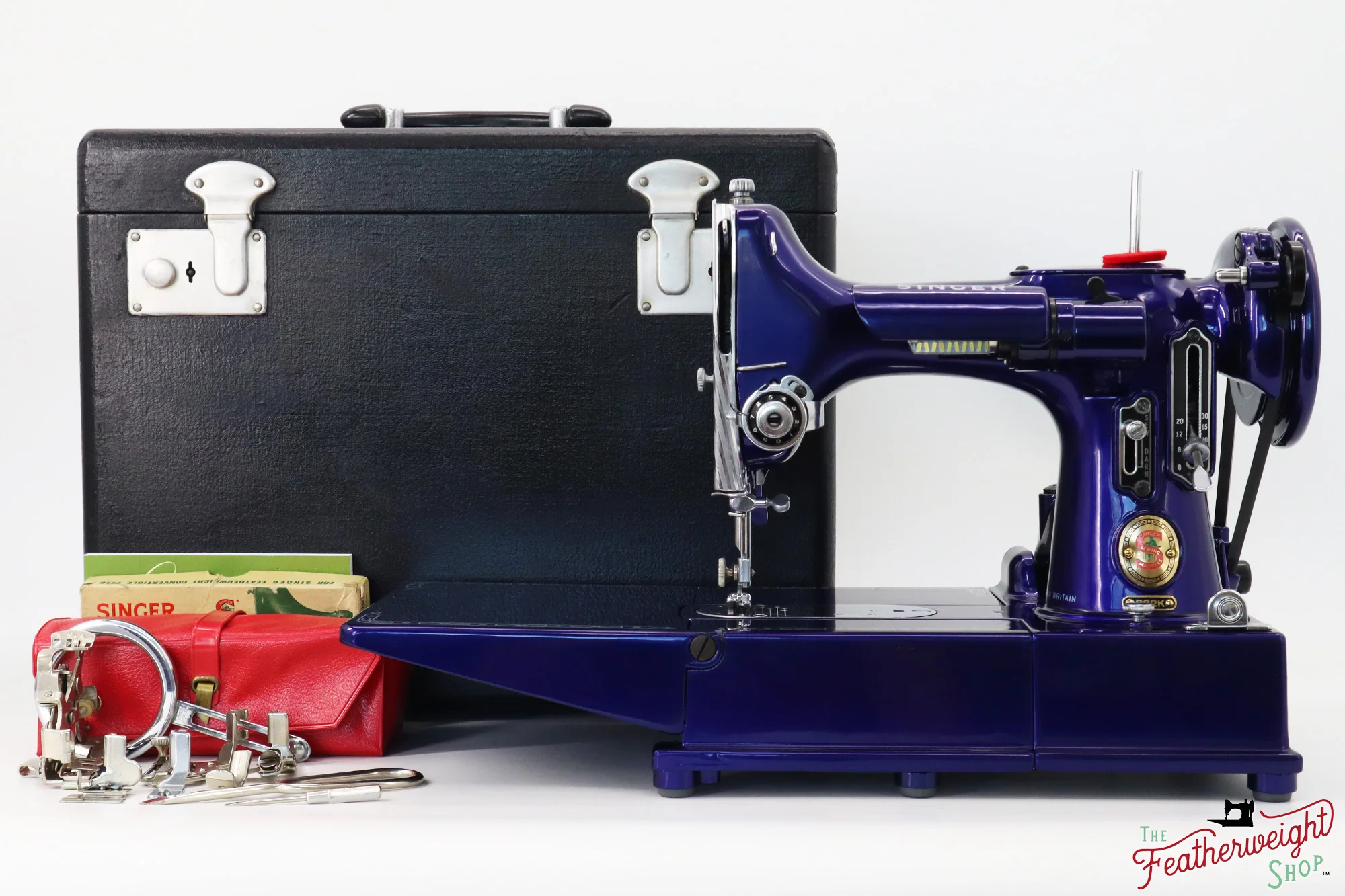 Singer Featherweight 222K Red 'S' - EP7595** - Fully Restored in Cobalt Blue - Image 5