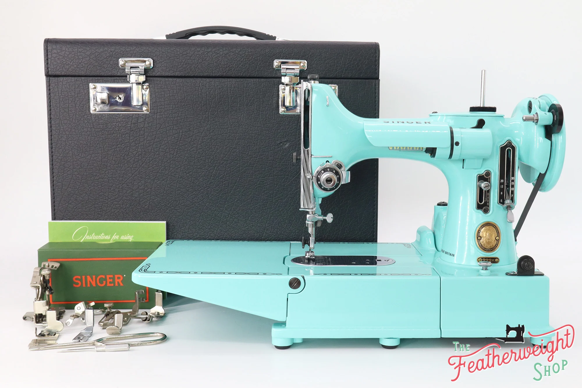 Singer Featherweight 222K Sewing Machine EK63264* - Fully Restored in Tiffany Blue - Image 2