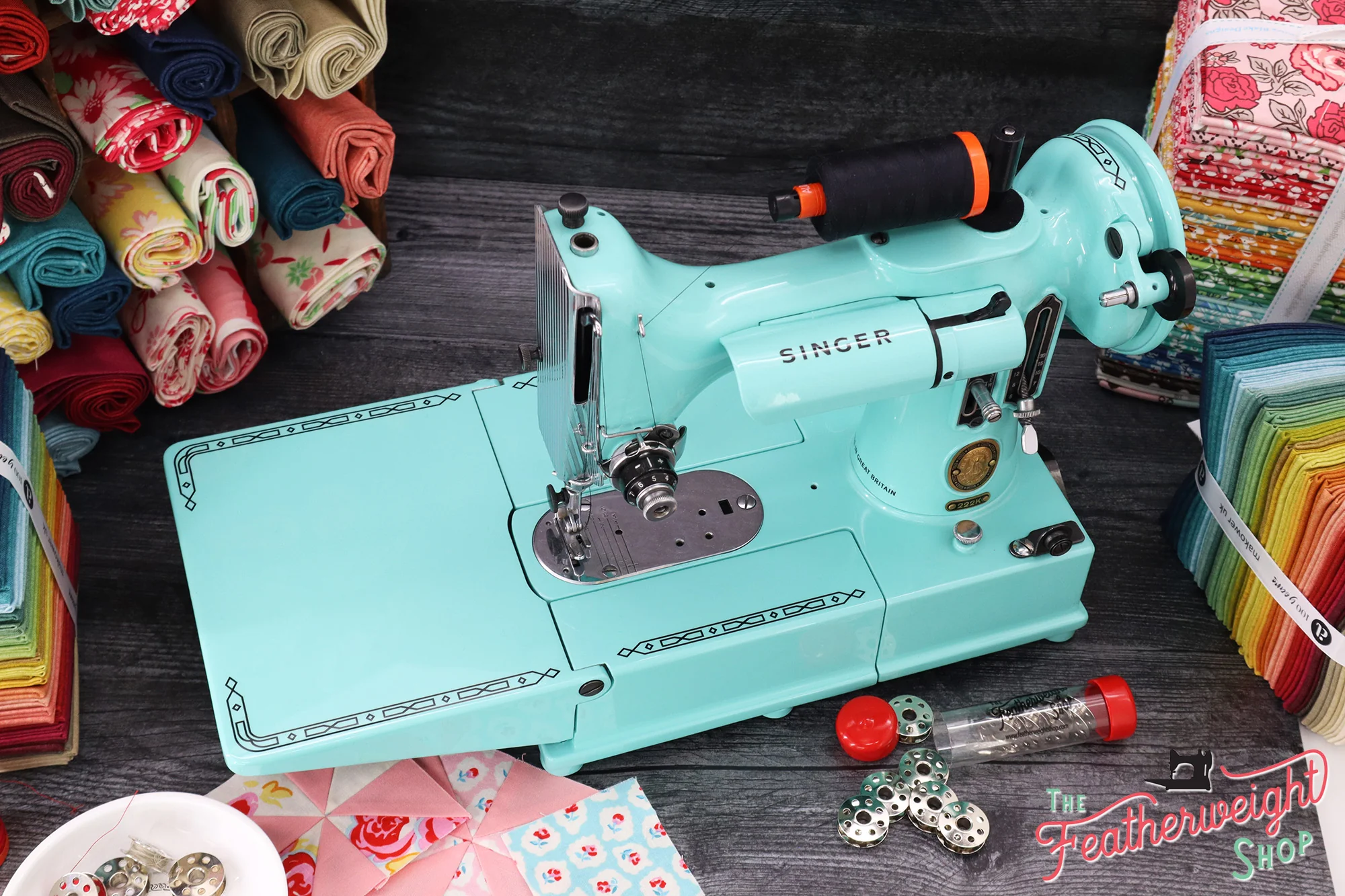 Singer Featherweight 222K Sewing Machine EK63264* - Fully Restored in Tiffany Blue - Image 8