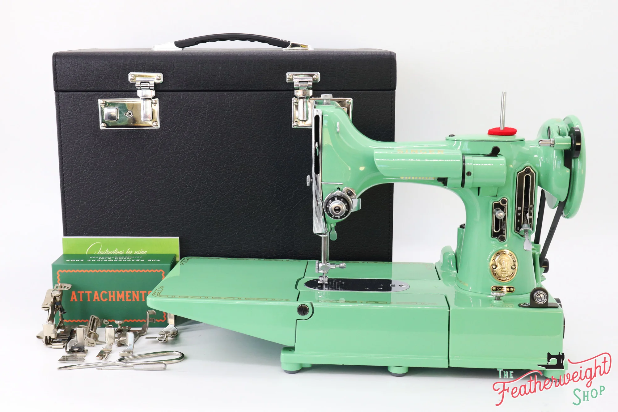 Singer Featherweight 222K Sewing Machine EK6348** - Fully Restored in 'Jadeite Milky Green' - Image 2