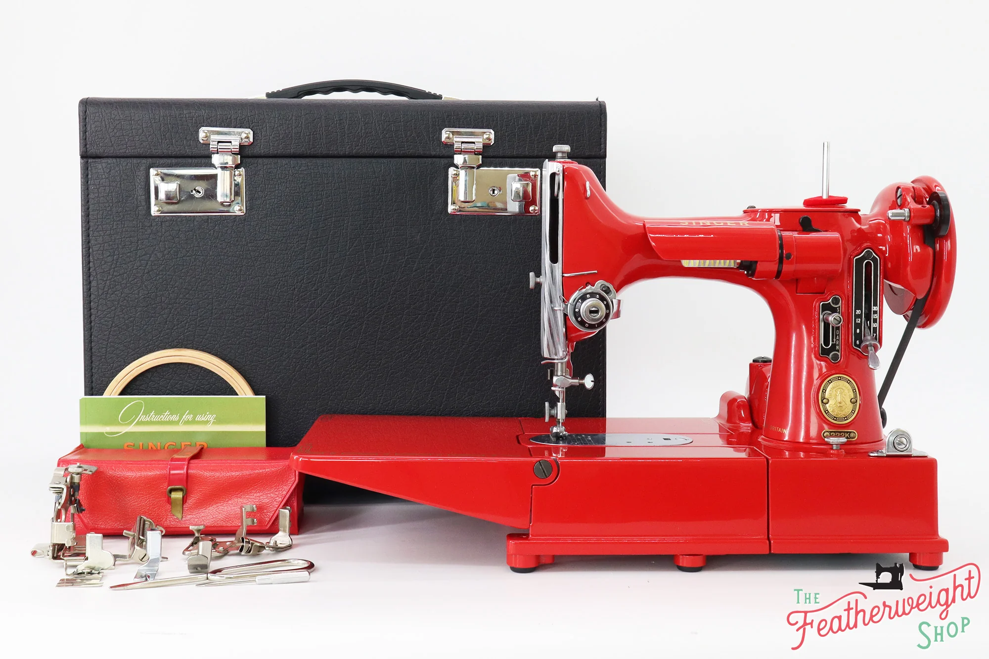 Singer Featherweight 222K Sewing Machine EM6022** - Fully Restored in Happy Red - Image 3