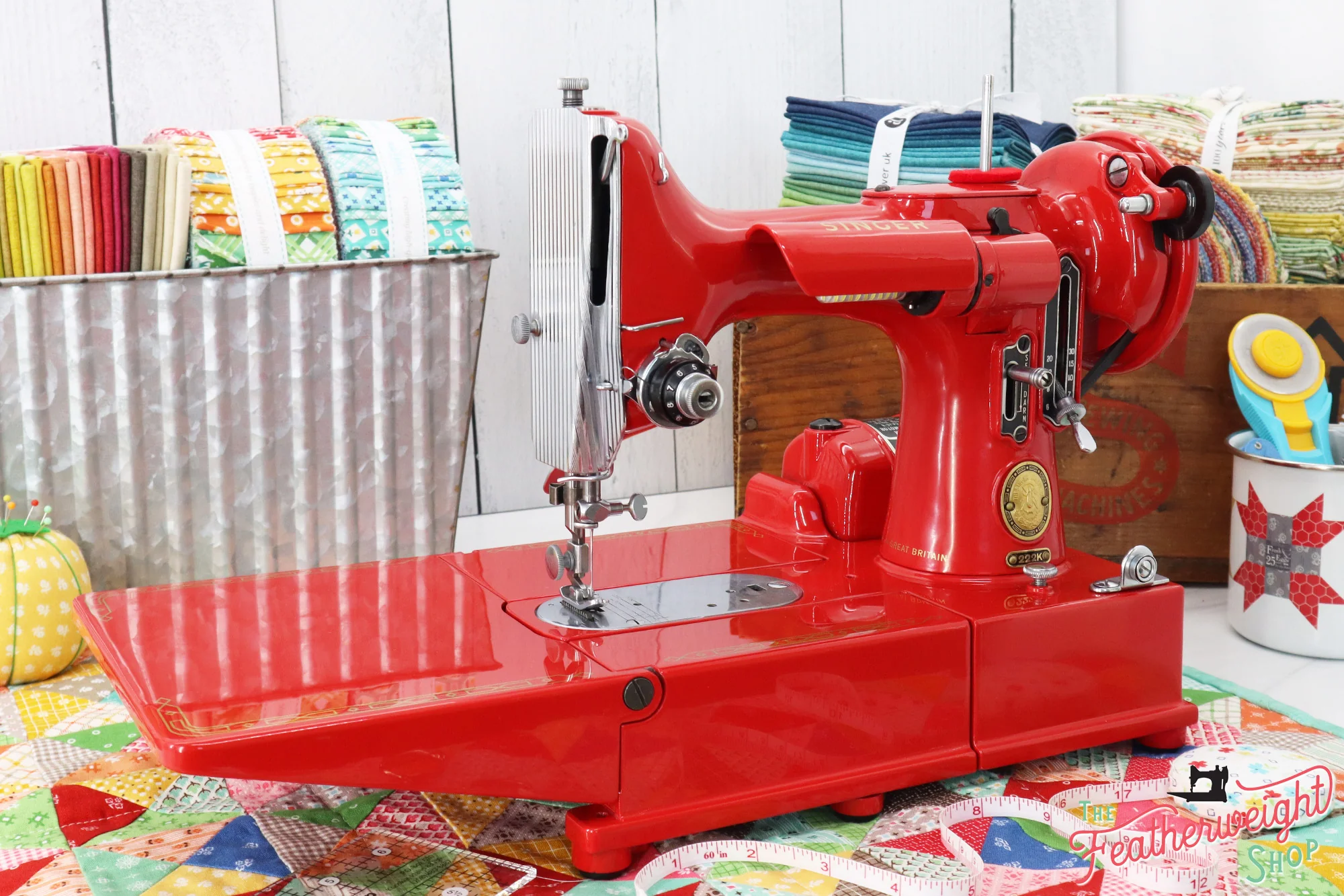 Singer Featherweight 222K Sewing Machine EM6022** - Fully Restored in Happy Red - Image 8