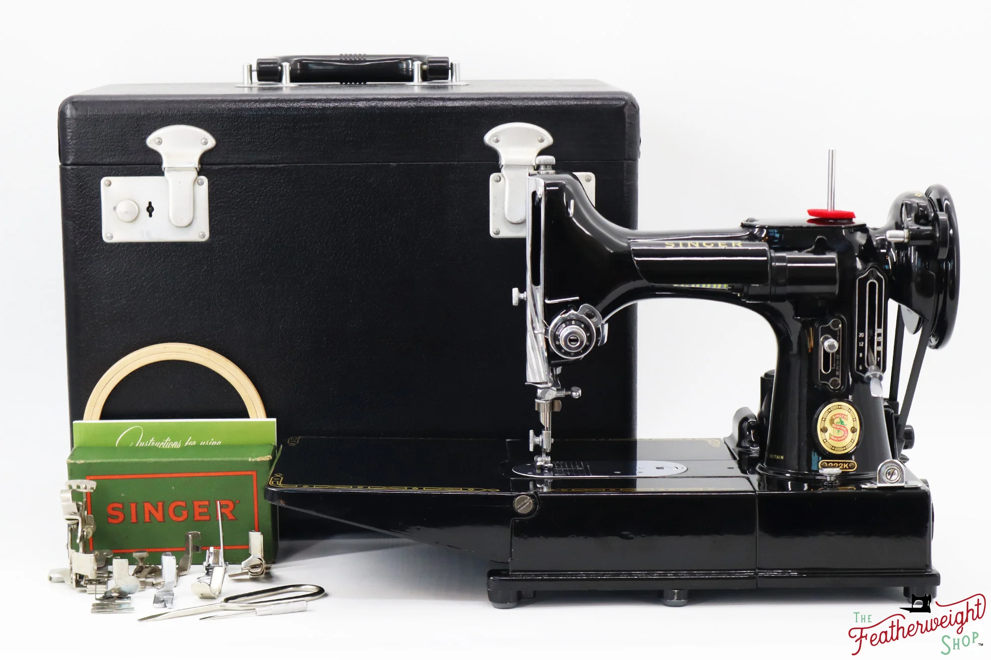 Singer Featherweight 222K Sewing Machine, Red 'S' - EP7606** - 1959 - Image 2