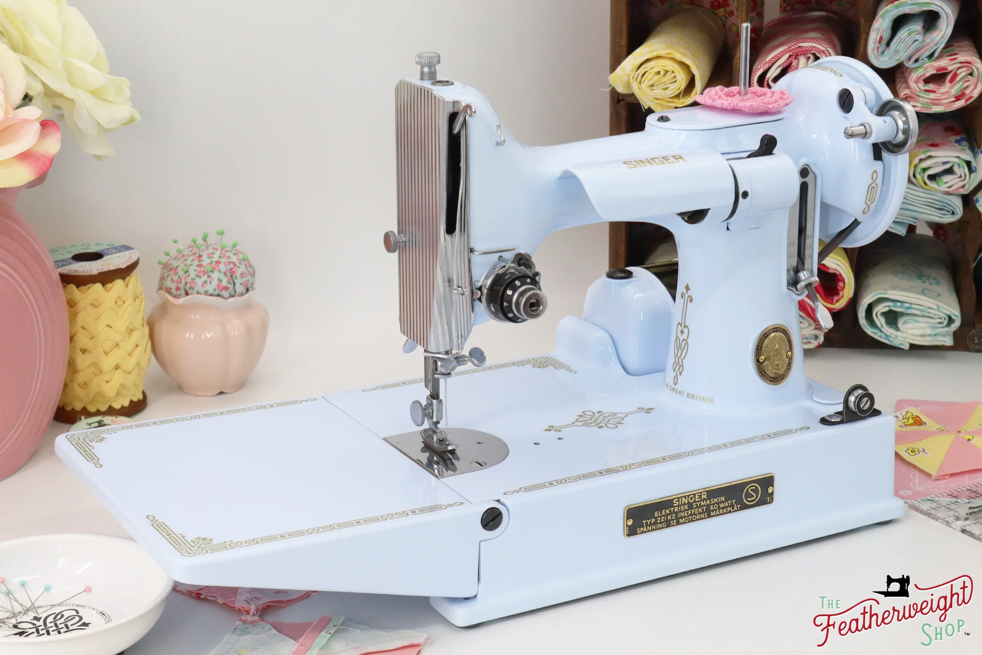 Singer Featherweight Swedish 221K EH138*** - Fully Restored in Cinderella Blue - Image 2