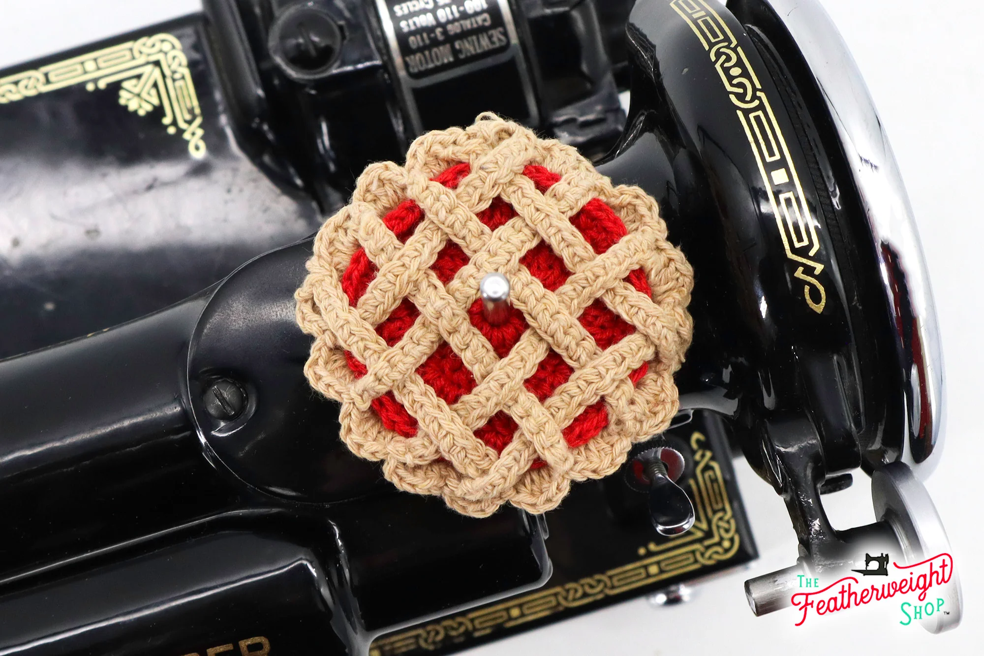 Spool Pin Doily - Red Cherry LATTICE PIE