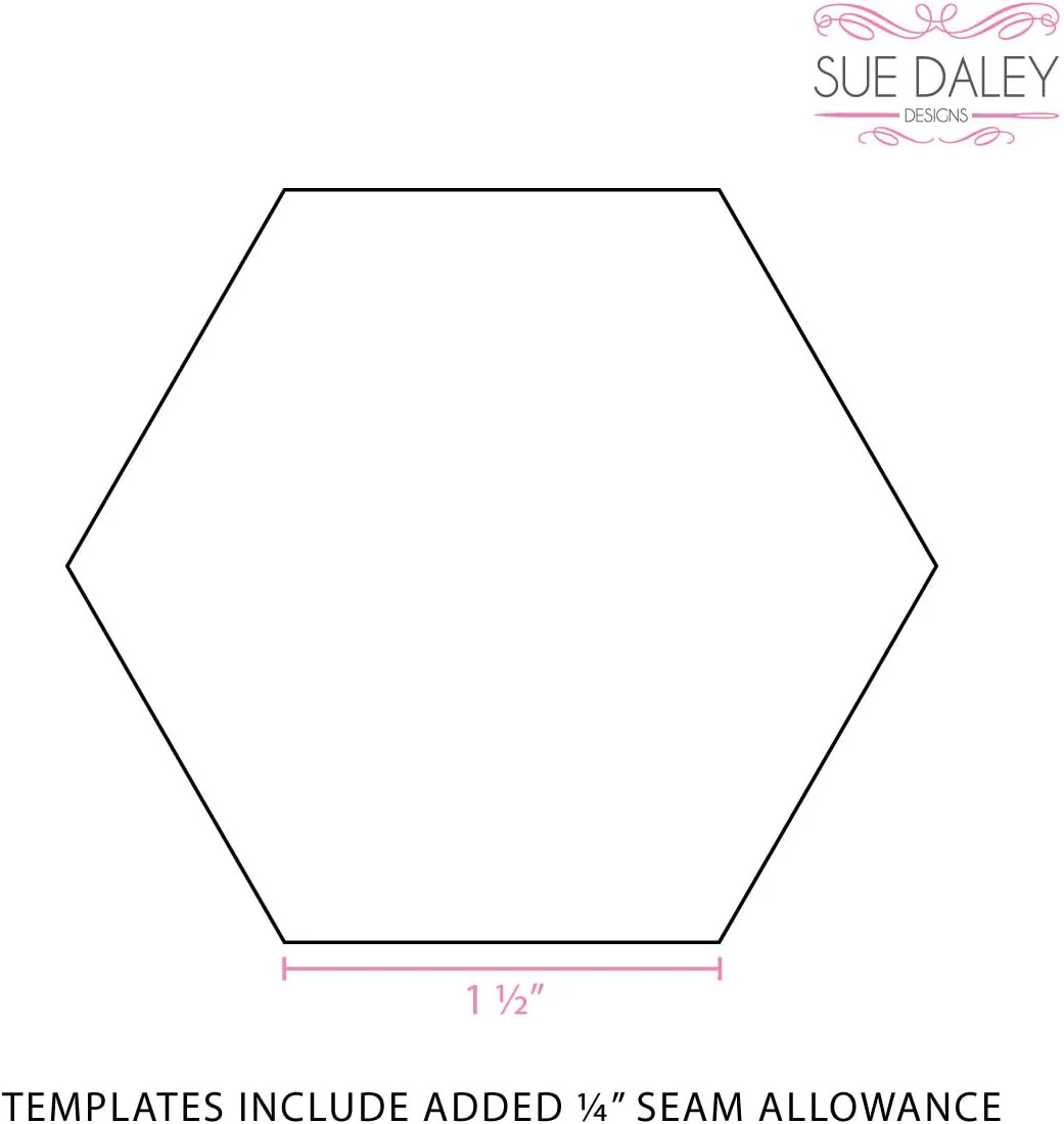 Sue Daley 1 1/2" Hexagon Template For English Paper Piecing - Image 2