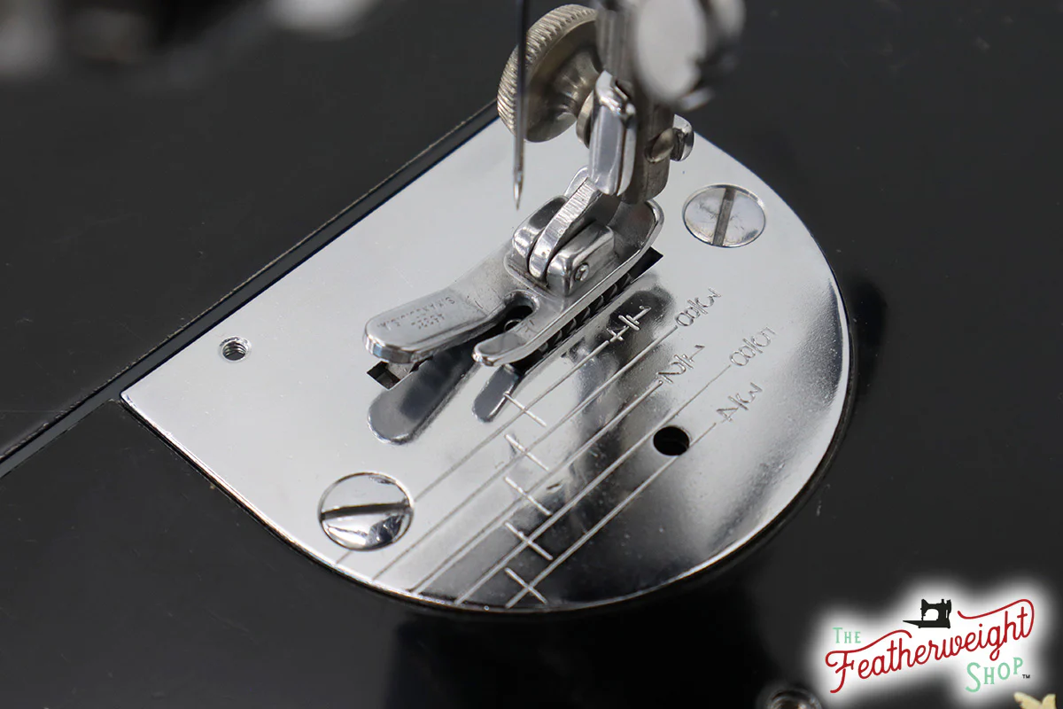 Throat / Needle Plate, Graduated (Textured Chrome) - Singer Featherweight Model 221 - Image 5