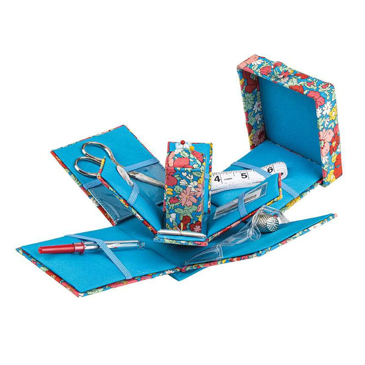 Victorian Style Sewing Box by Liberty London - Blue Cosmo Flower - Image 2